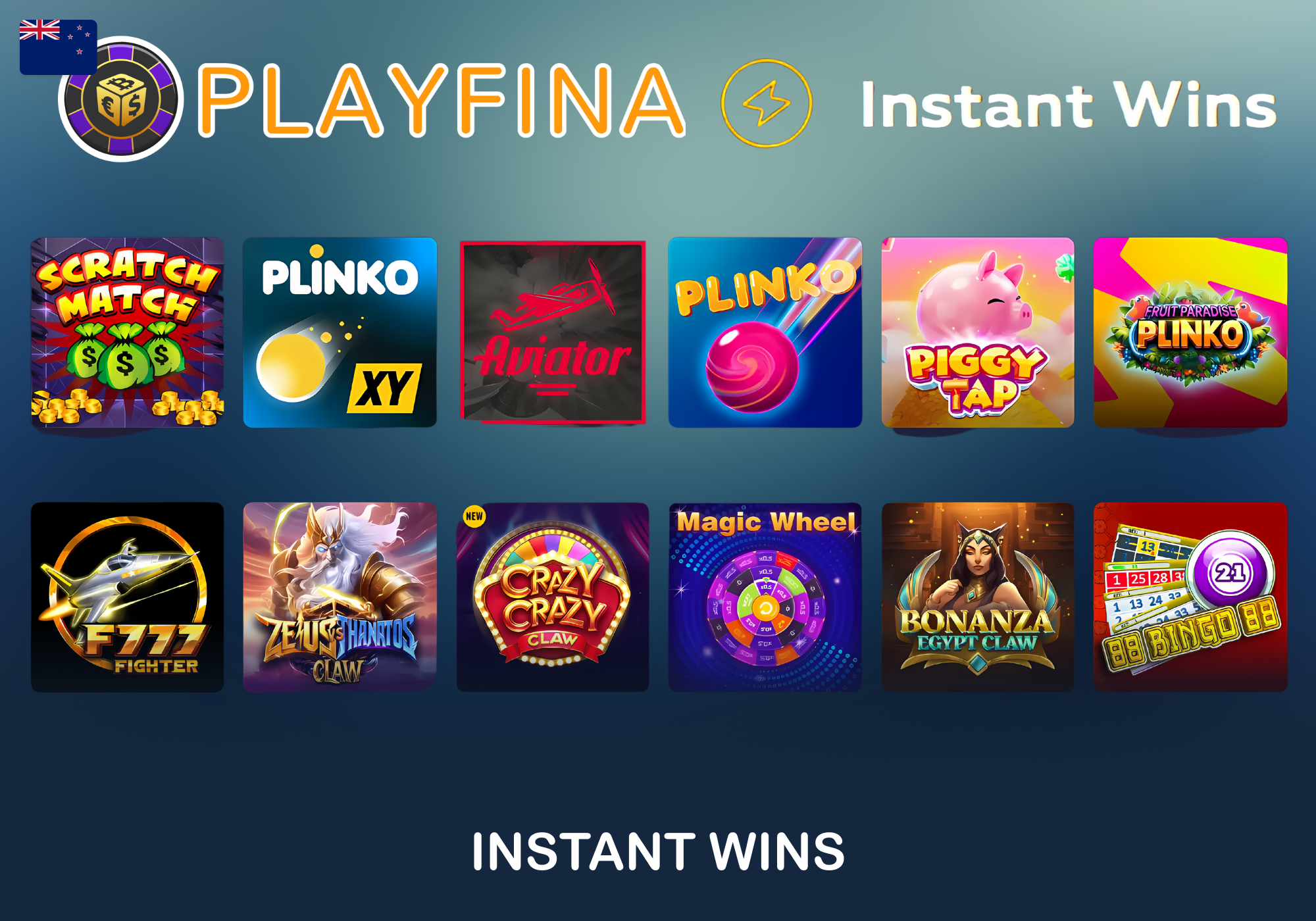 Instant Wins Category at Playfina for New Zealander