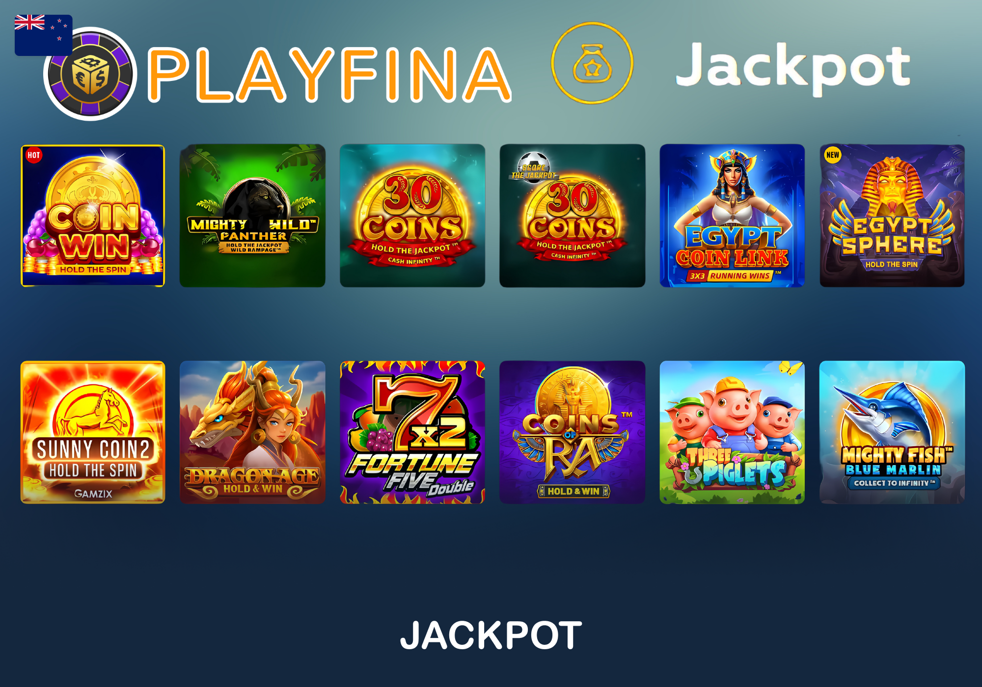 Games with Jackpot for Playfina players in New Zealand