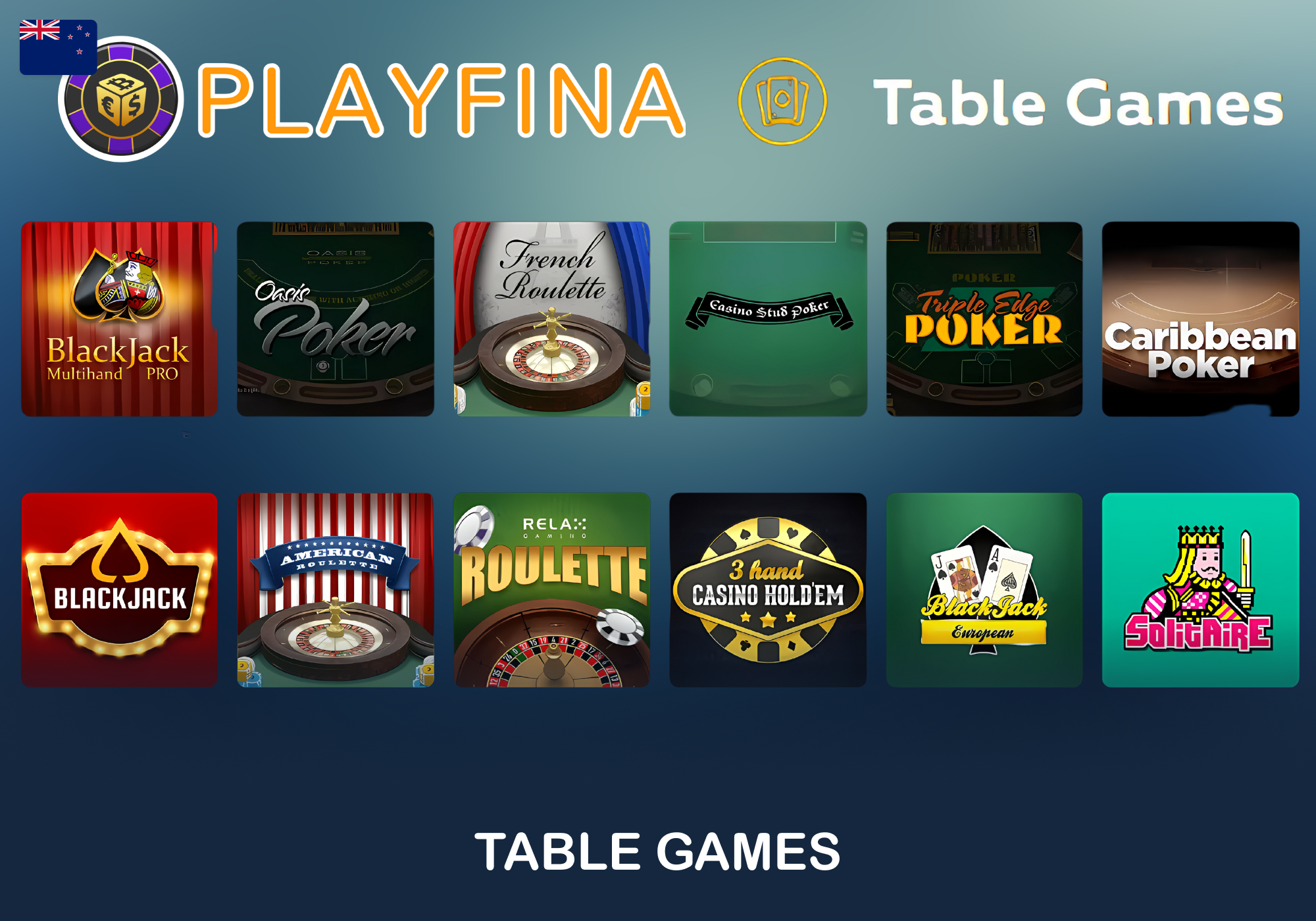 Table games at Playfina New Zealand